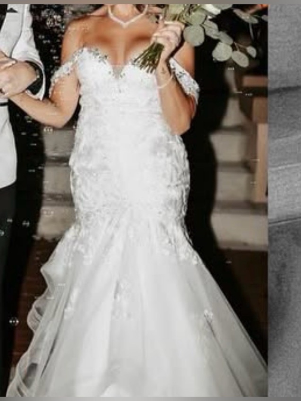 Stunning Off-shoulder, Mermaid Tulle, sparkling wedding dress
